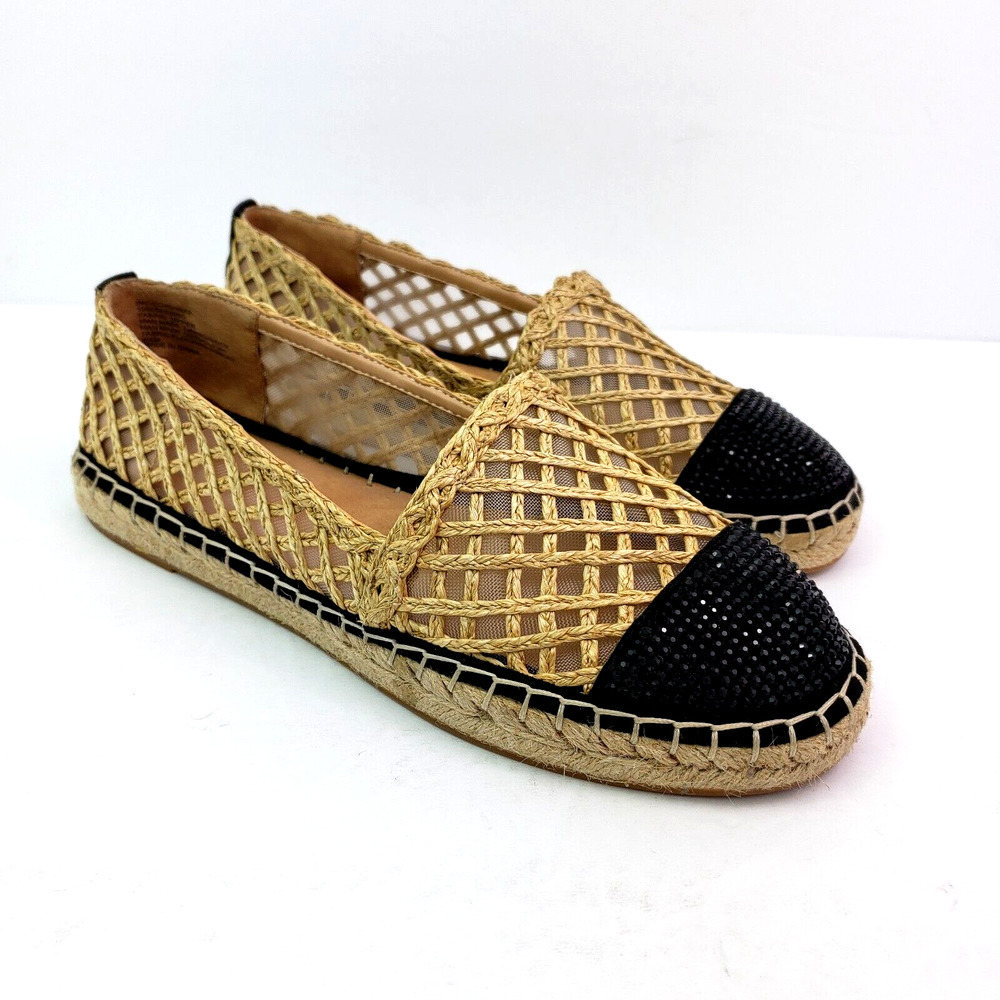 INC International Concepts Corvinaf Womens Sz 8.5 Nat Raffia Slip On Loafer Shoe